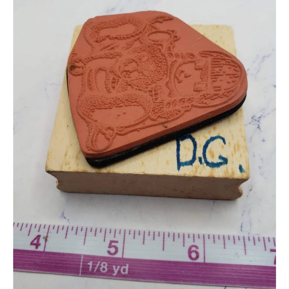Girl With Puppy Sky Kids 1988 Wood Mounted Rubber Stamp